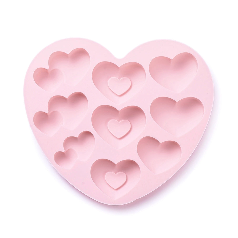 Pink 9 Heart Silicone Mould