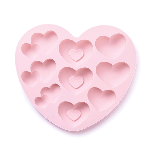 Pink 9 Heart Silicone Mould