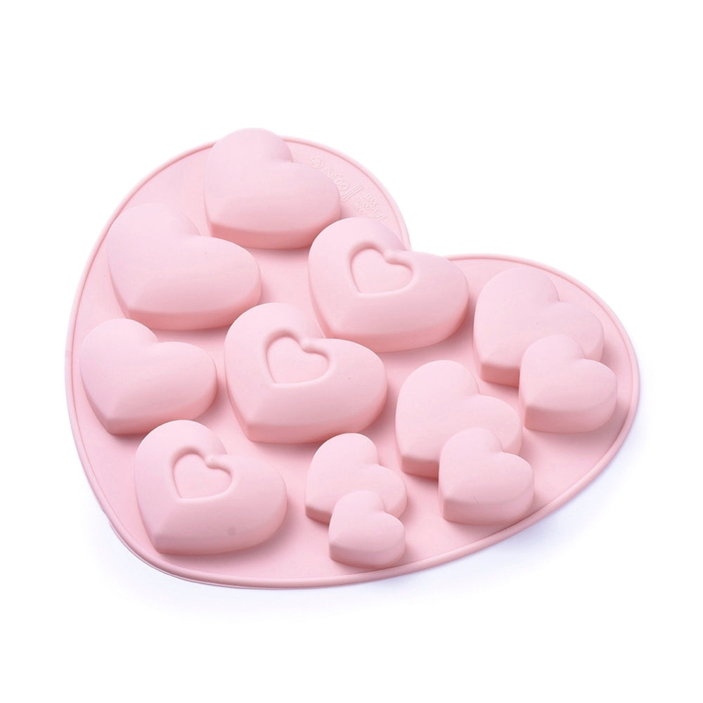 Pink 9 Heart Silicone Mould