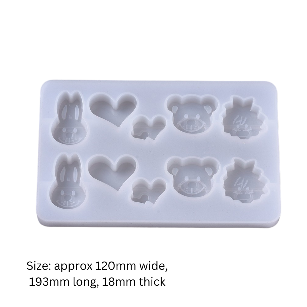Heart, Bear, Bunny & Monkey Silicone Mould