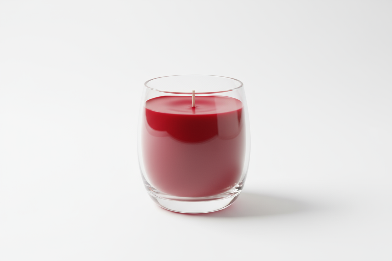 red candle in glass jar