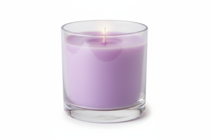 violet coloured candle in a glass jar